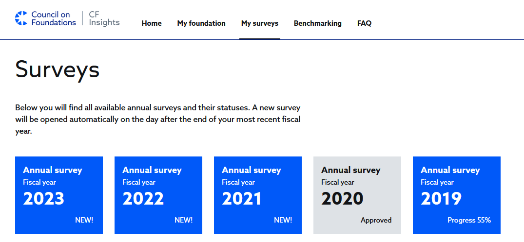 Select the year you would like to complete